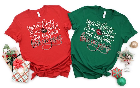 Women's Christmas T-Shirt - 'Dance Like Frosty Shine Like Rudolph' Holiday Plaid Sleeve Top, Grey, Large, Long Sleeve - View #8