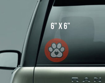 Paw Print Bling Car Decal - Paw Print with Heart Cutout - Paw and Circle Decal - Car Sticker - Permanent Sparkle Decal - Car Accessories