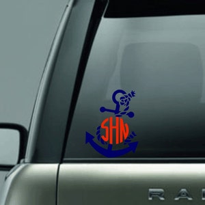 Anchor Monogram Anchor Circle Monogram Anchor Decal Naval Monogram Circle Monogram Anchor Cup Sticker Car Sticker image 2