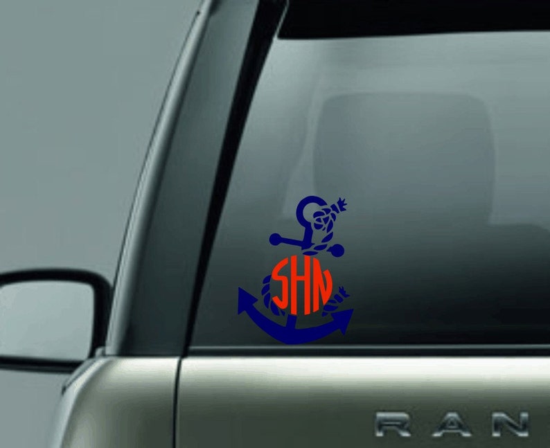 Anchor Monogram Anchor Circle Monogram Anchor Decal Naval Monogram Circle Monogram Anchor Cup Sticker Car Sticker image 2