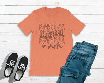 Basketball Mom Bling Shirt - Basketball Stack - 80's Retro Font - Basketball Shirt - Ladies Clothing - Plus Size Available - Mom Bling Shirt