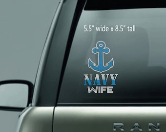 Navy Rhinestone Decal - Navy Mom Wife Sister Daughter - Patriotic - Navy - Armed Forces - Window Decal - Military Decal - Navy Anchor