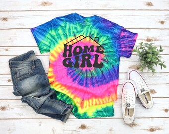 Home Girl Mortgage Lender Shirt - Custom Mortgage Shirt - Loan Officer - House Lender - Real Estate Shirt - Tie Dye Shirt - Neon Rainbow