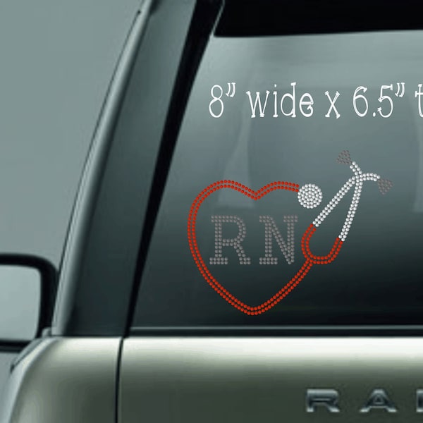 SALE - Nurse Bling Decal - Car Decal - Car Monogram Sticker - Permanent Decal - RN Decal - Heartbeat of a Nurse - RN Stethoscope -Nurse Life