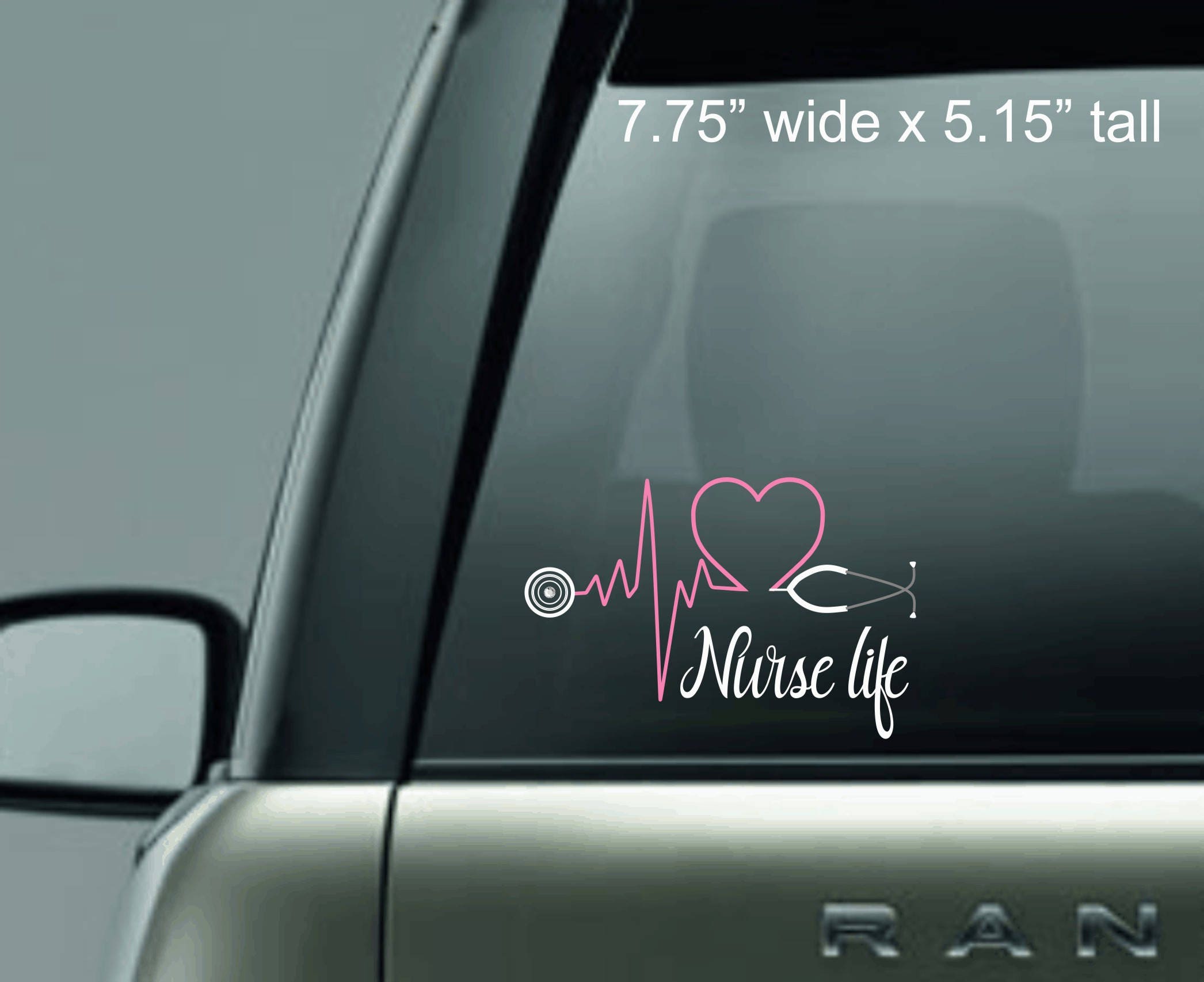 SALE Nurse Life Decal Car Decal Car Monogram Sticker Permanent Decal RN Decal Heartbeat Heartbeat of a Nurse RN Stethoscope