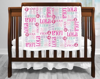 Personalized Girl Blanket - Baby Shower Gift - Monogram Baby Blanket - Swaddle Receiving Blanket -Custom Blanket - Girl Name Collage Blanket