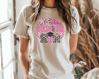 Senior Mom Cheerleader Shirt – Retro Checkered Design, Customizable Colors