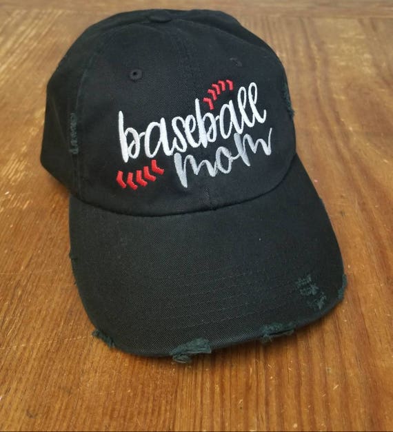 Baseball Mom Hat - Baseball Hat - Laces - Embroidered Hat -  Distressed Ladies Hat Available - Weathered Hat - Baseball Cap - Monogram