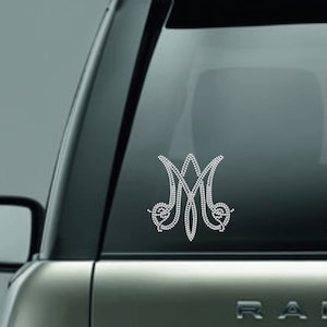 Ave Maria Car Decal - Rhinestone Decal - Auspice Maria Car Decal - Bling Decal