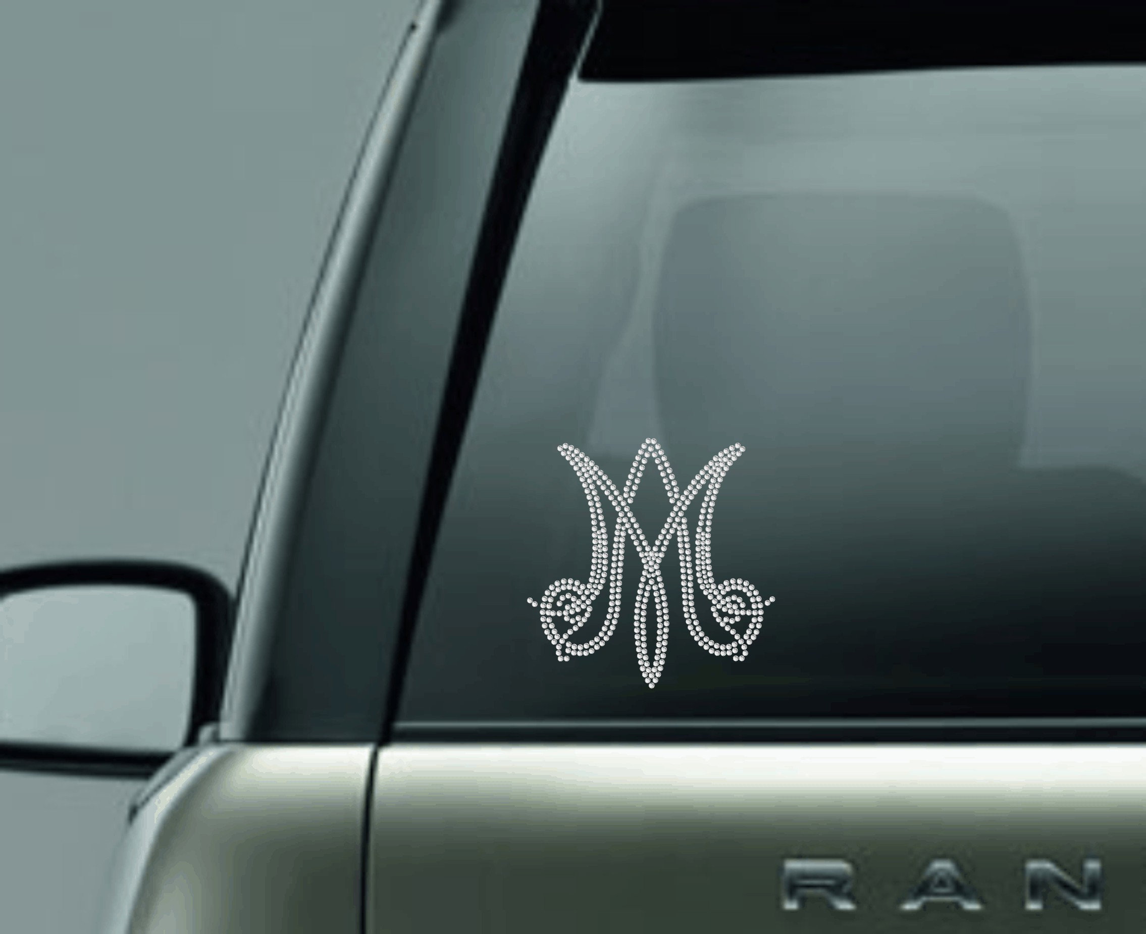 Ave Maria Car Decal - Rhinestone Decal - Auspice Maria Car Decal ...