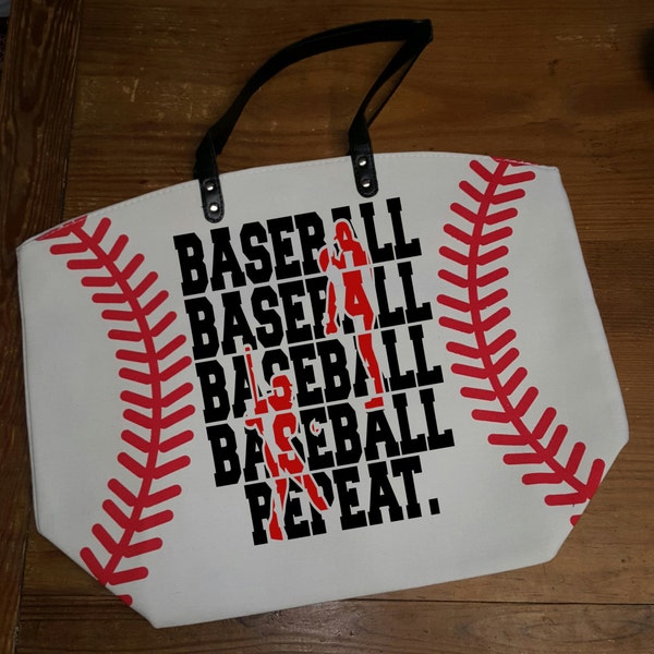 Print Pattern Baseball Leather Tote Bag main image 1