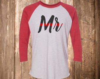 Mr. Firefighter  Shirt - Thin Red Line - Fire Department  - Firefighter Wife Shirt - My Hero Wears Boots - Fire Strong - Maltese Cross