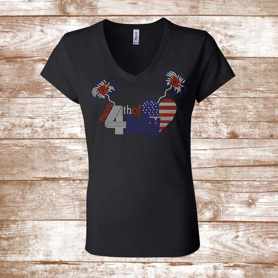 Items similar to American Flag Bling - Patriotic - 4th Of July Shirt ...