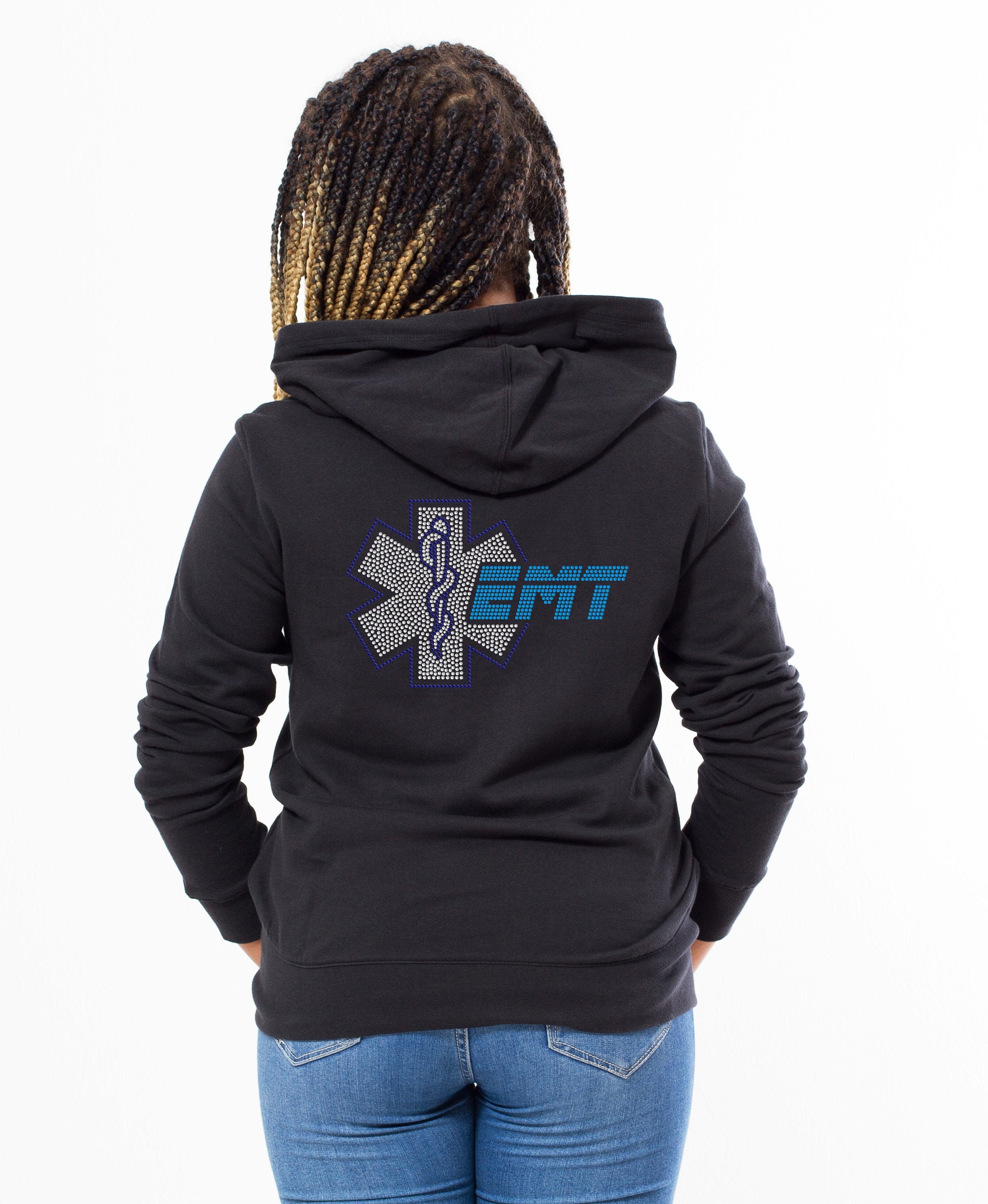 EMT Bling Hoodie - EMT - Rettungssanitäter - Notfallhelfer - Ersthelfer - Hoodie - Strass Bling Hoodie - Caduceus