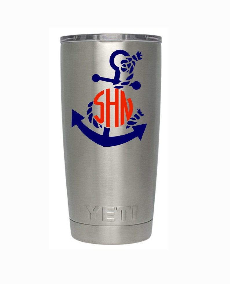 Anchor Monogram Anchor Circle Monogram Anchor Decal Naval Monogram Circle Monogram Anchor Cup Sticker Car Sticker image 1