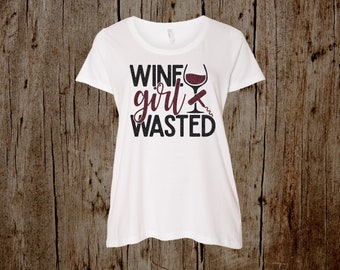 Wine Girl Wasted - Wine Tee - Glitter Tee - Wine-aholic - Party Shirt - Wine Stomp - Wine Run - Southern GirL- Ladies Clothing - Plus Size