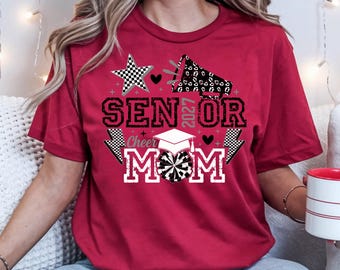 Senior Mom Cheerleader Shirt – Retro Checkered Design, Class of 2027