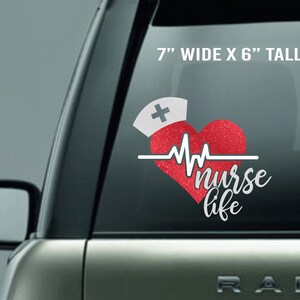 Nurse Life Decal - Car Decal - Car Monogram Sticker - Permanent Decal - RN Decal - Heartbeat - Hearbeat of a Nurse - RN Stethoscope