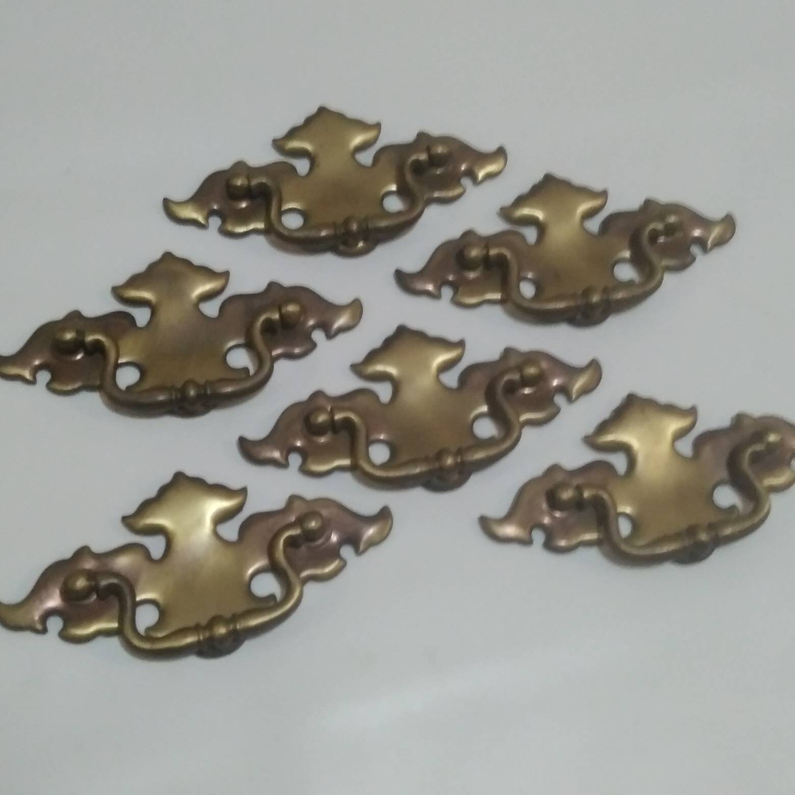 Victorian Brass Drawer Pull Set Of 6 Brass Drawer Pulls Etsy