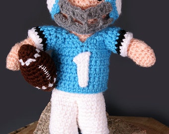 PDF Crochet Pattern - My First Baby Little Boy Blue Football Player Amigurumi Dress-up Doll Clothing Pattern