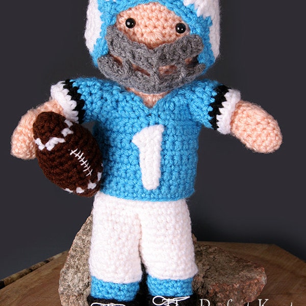PDF Crochet Pattern - My First Baby Little Boy Blue Football Player Amigurumi Dress-up Doll Clothing Pattern