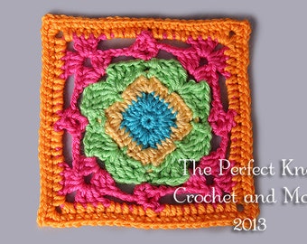 PDF Crochet Pattern - Diamond Delight 6" Square