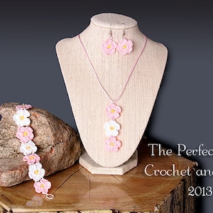 PDF Crochet Pattern File - Penny Flowers Jewelry Set