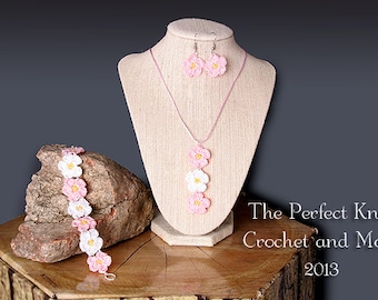 PDF Crochet Pattern File - Penny Flowers Jewelry Set