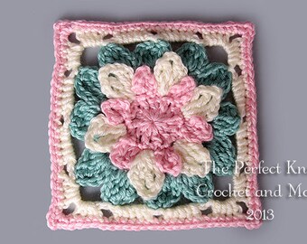 PDF Pattern File - Snow Flower Crochet Afghan Block - 6 Inches