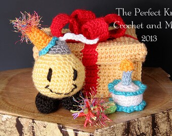 PDF Crochet Pattern File - The Birthday Bomb Amigurumi Set