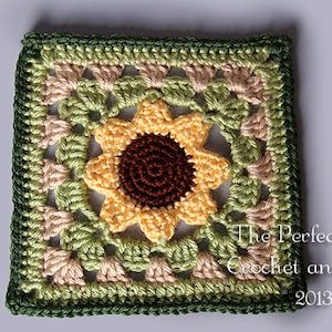 PDF Crochet Pattern File - Sweetpea&#39;s Sunflower Square