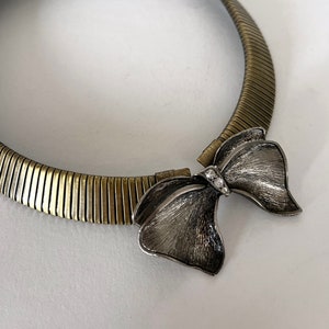 Vintage Bronze Choker with Rhinestone Embellished Bow