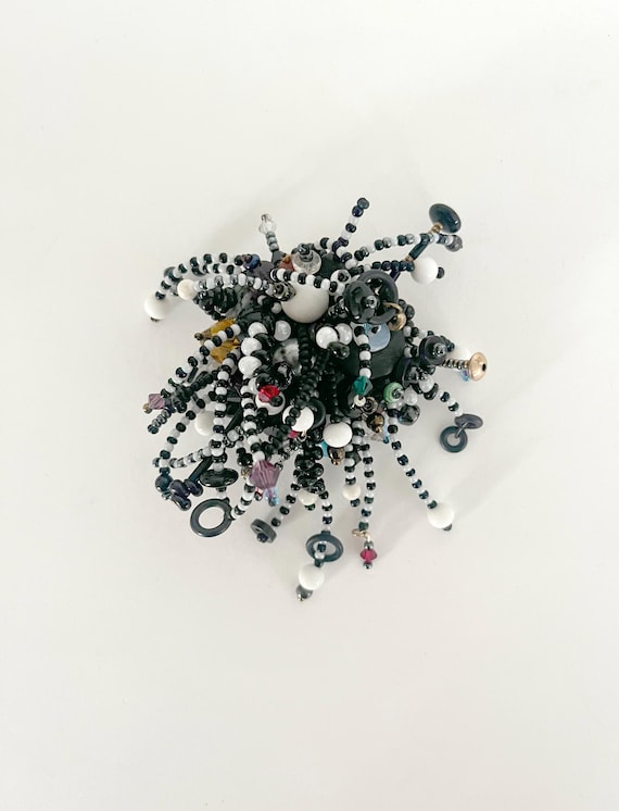 Memphis Design Artist Made 1980s Kinetic Beaded Brooch