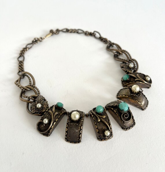 Awesome Unique Vintage Faux Turquoise, Pearl and … - image 5