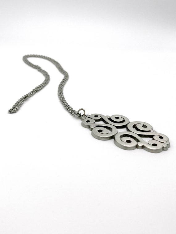 1960s Modernist Pewter Scroll Necklace - image 4