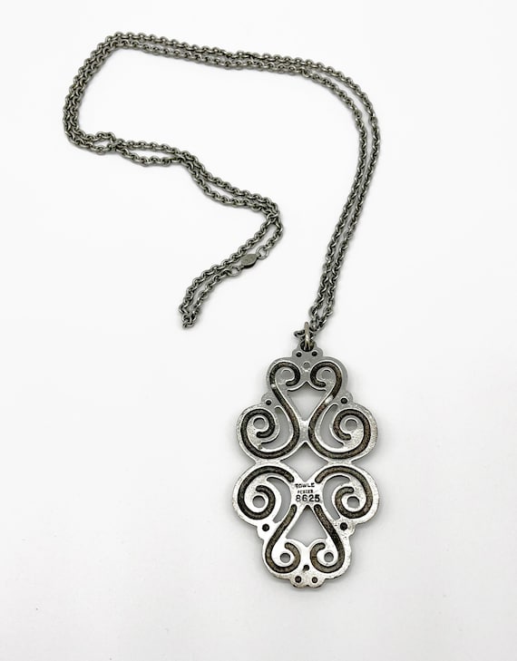 1960s Modernist Pewter Scroll Necklace - image 3