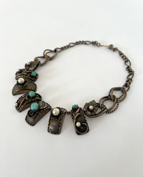 Awesome Unique Vintage Faux Turquoise, Pearl and … - image 3