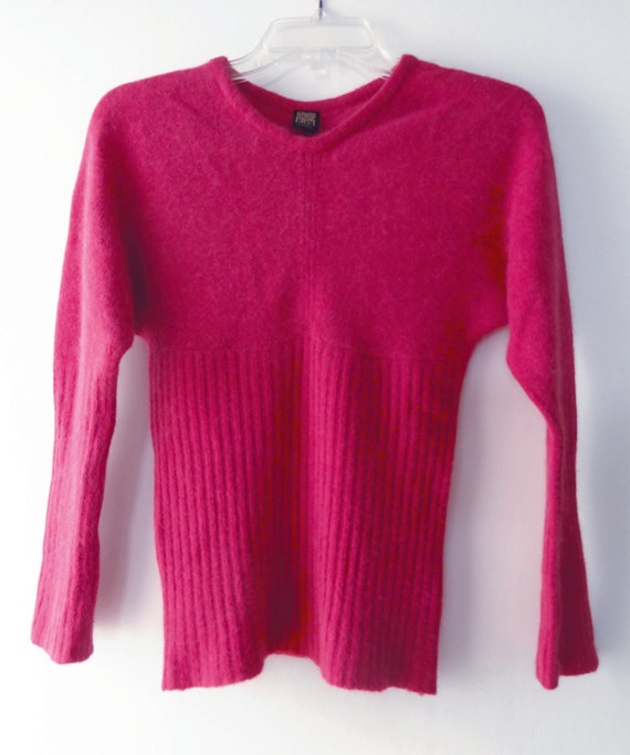 Vintage Biba Hot Pink Lambswool and Angora Sweater