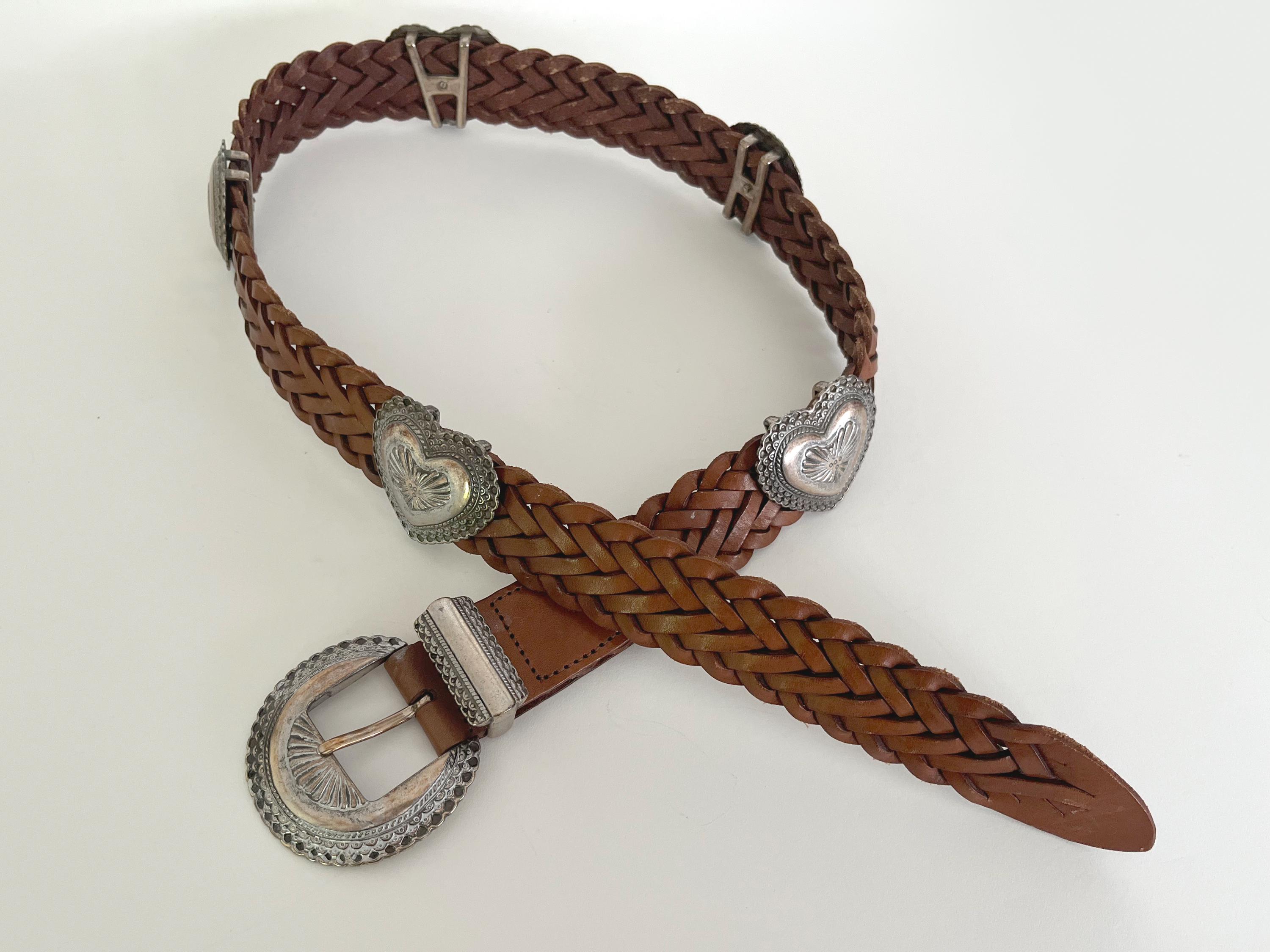 vintage Brighton レザー ベルト ハート コンチョ シルバー Hearts Reversible Belt - Brighton