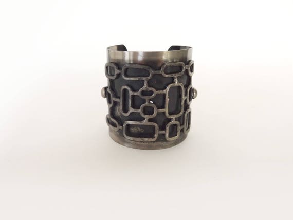 Mid Century Modern Artist Made Steel Cuff Bracelet