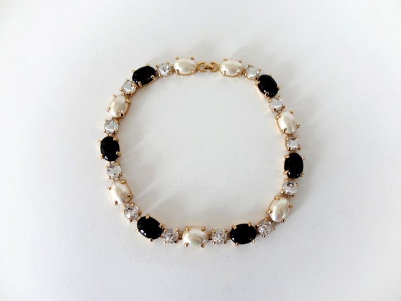 Christian Dior Jet Black Faux Pearl and Crystal C… - image 3