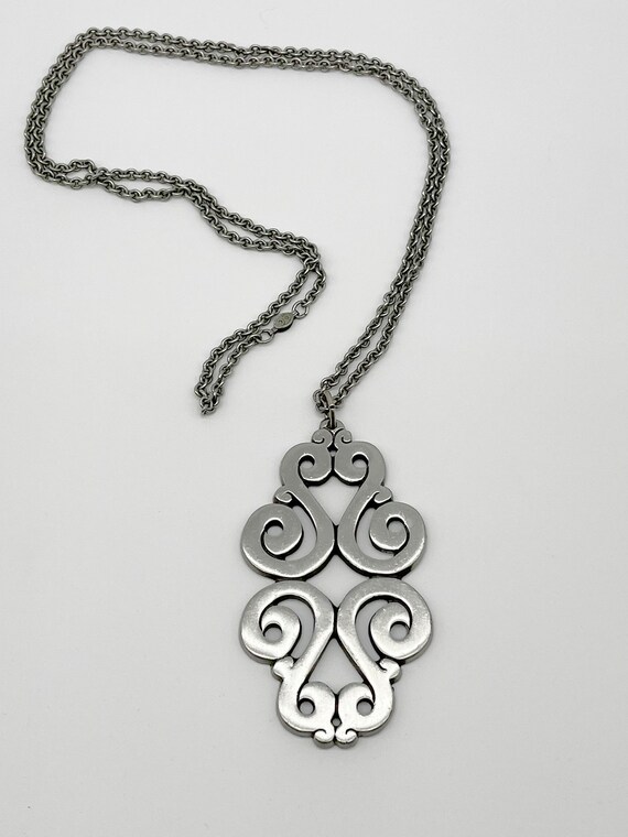 1960s Modernist Pewter Scroll Necklace - image 5