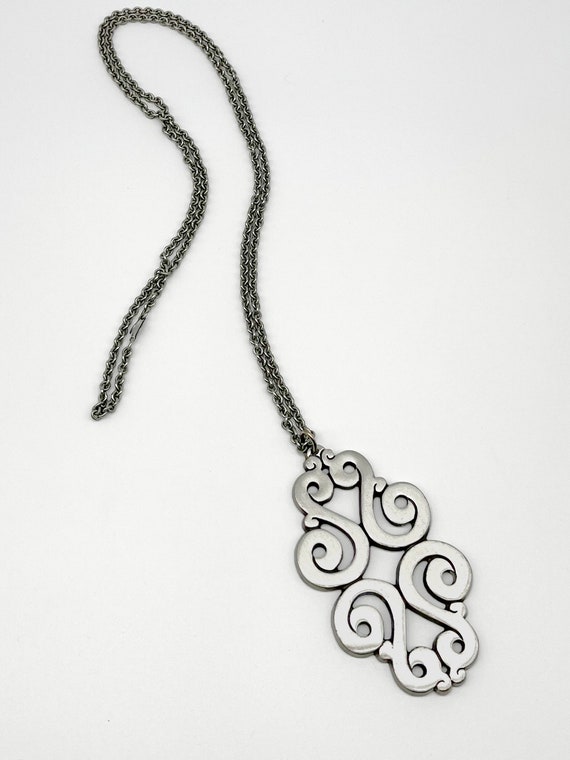 1960s Modernist Pewter Scroll Necklace - image 2