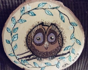 Owl Painting On Wood Etsy