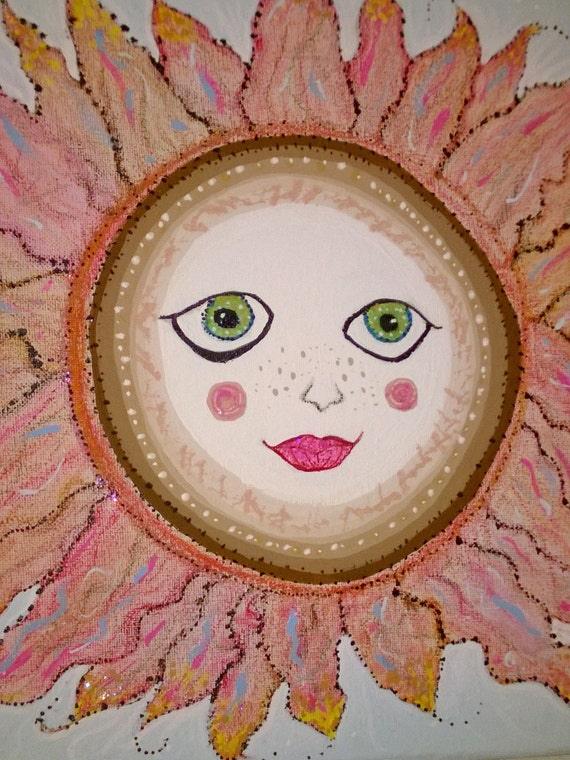 Freckle Face Baby Girl Sunface Whimsical Sun Face Painting Etsy