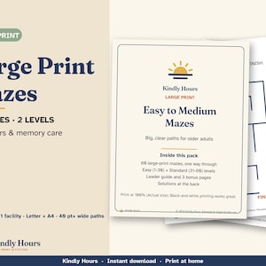 Large Print Mazes for Seniors, 60 Easy to Medium Printable Mazes