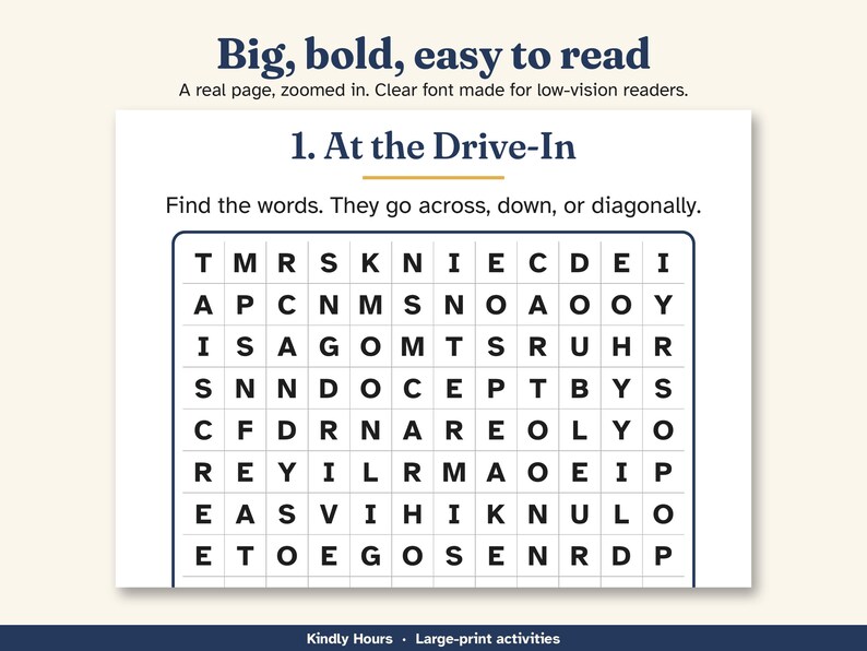 Large Print 1950s 60s Nostalgia Word Search for Seniors, 30 Printable Puzzles, Memory Care, Reminiscence Activity, Assisted Living image 2