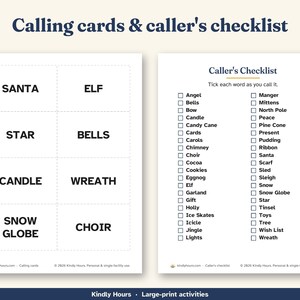 Large Print Christmas Bingo for Seniors, 30 Printable Word Bingo Cards, Holiday Party Game, Memory Care Activity, Assisted Living image 4