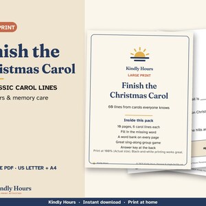 Finish the Christmas Carol Large Print Game for Seniors, 60 Lines