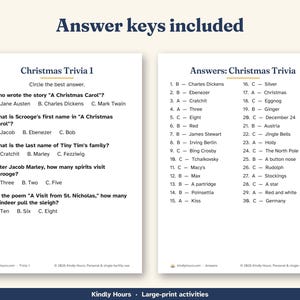 Paquete de actividades navideñas en letra grande para personas mayores: sopa de letras, crucigramas, trivias, juegos navideños imprimibles, cuidado de la memoria, PDF imagen 4